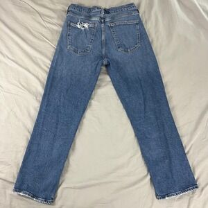AGOLDE Kye Jeans Womens Size 28x27 Medium Wash Distressed Raw Hem Straight Leg